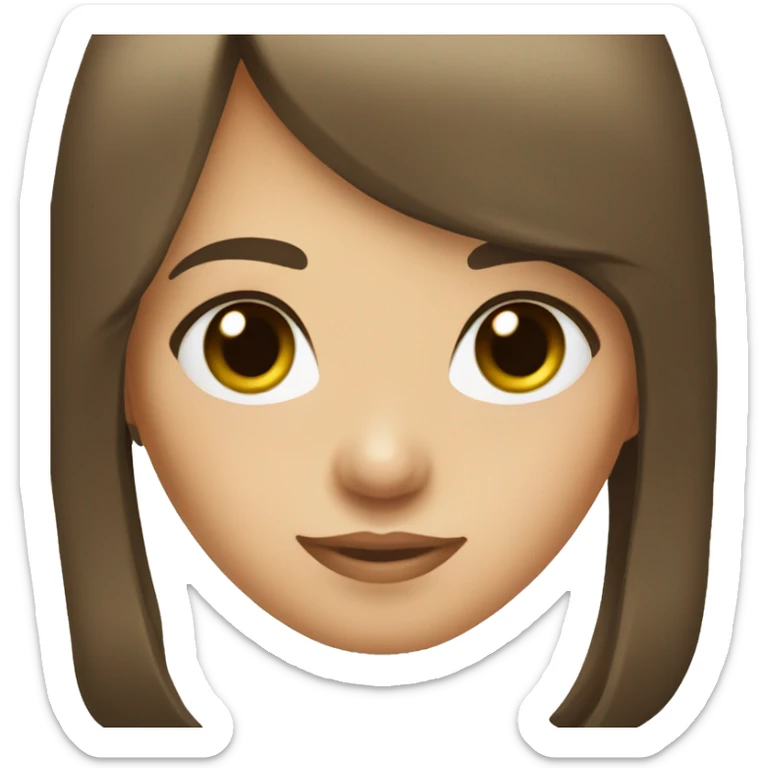 Girl with eyebrow-length bangs. Brown hair. Green brown eyes sticker