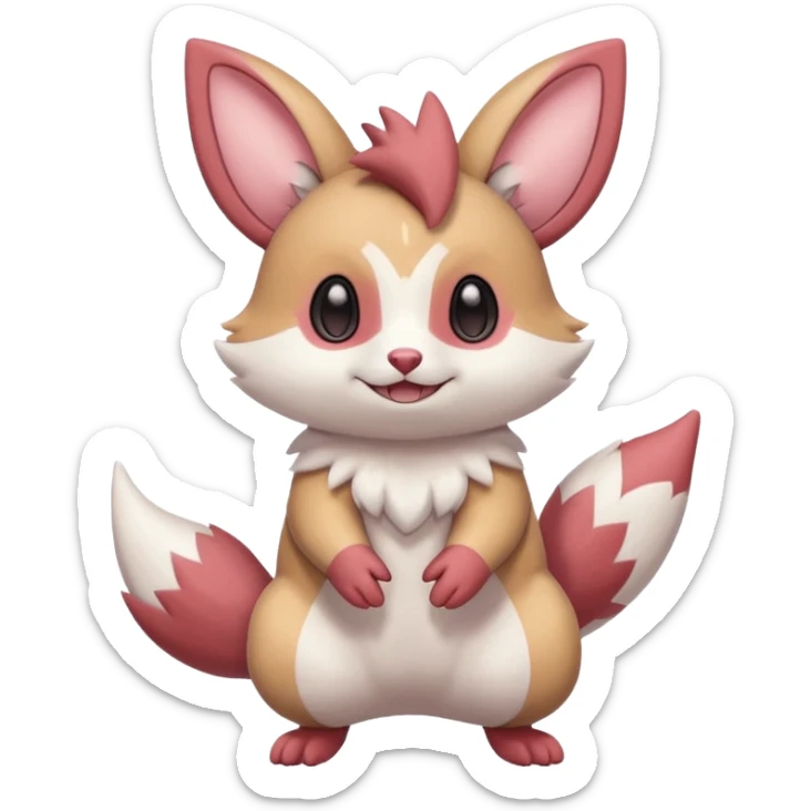 Cute adorable pastel Furret-Minccino-Zangoose-Buizel-hybrid-fusion, full body sticker