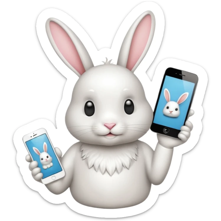 Crea un emoji de un conejo sosteniendo una glok realista de iPhone con  dos alas sticker
