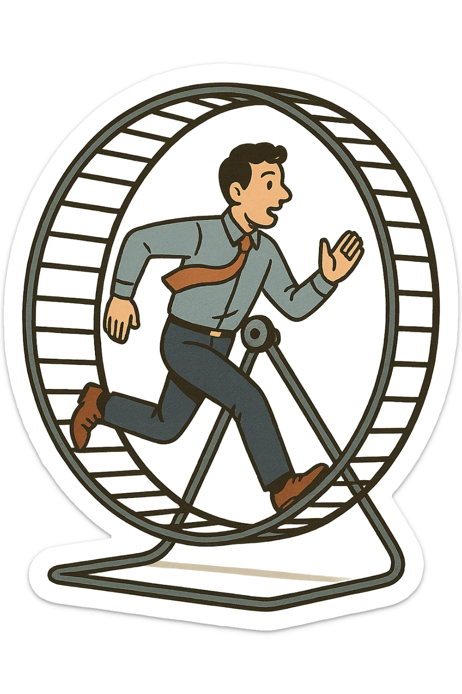 Uomo che corre dentro la ruota del criceto sticker