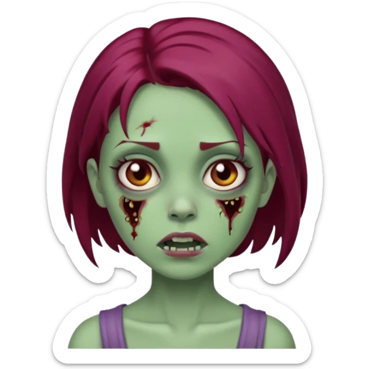 girl zombie with burgundy hair emoji sticker
