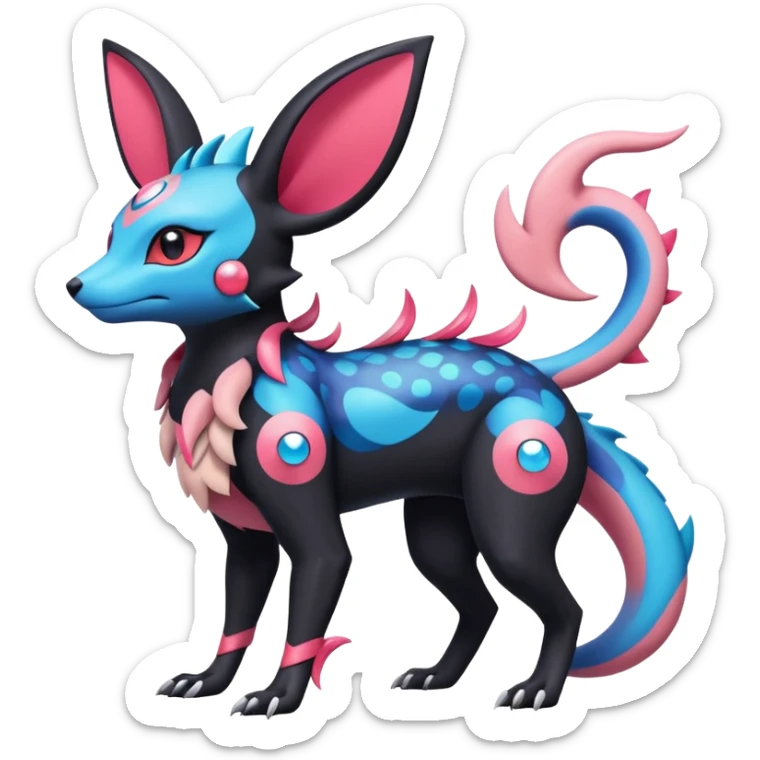 Salandit-Vibrava-Sylveon-Umbreon-fusion-Pokémon-hybrid-creature  sticker
