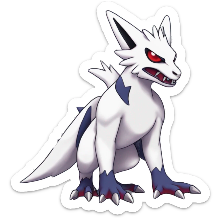 Cool Edgy Zangoose-Absol-Seviper Fakémon Digimon with Edgy markings, full body, outlined sticker