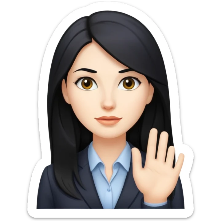 Business woman caucasian long black hair girl sticker