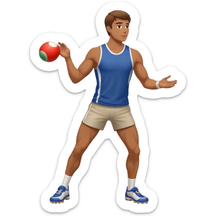 Jeune homme grand et costaud, brun qui joue à  la pétanque sticker