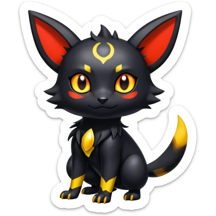 Shiny Dark Cute Edgy Cool Umbreon-Litten-fusion-hybrid full body  sticker