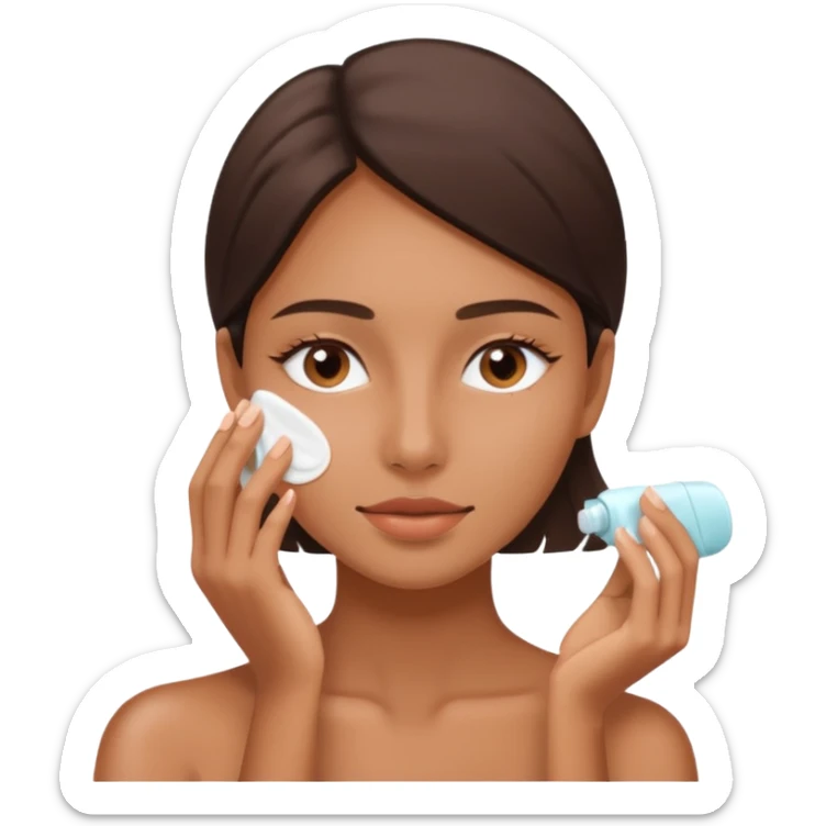 Perempuan lagi skincare (tapi yang lebih ketutup) fokus di muka sticker