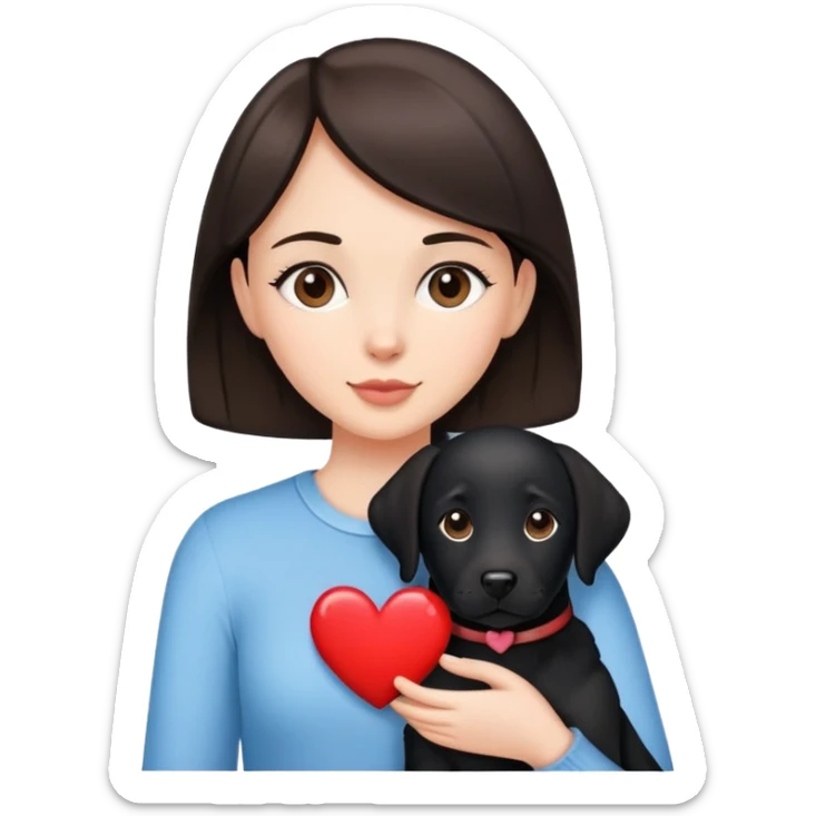 Brunette with a heart in the shape of a black labrador dog sticker