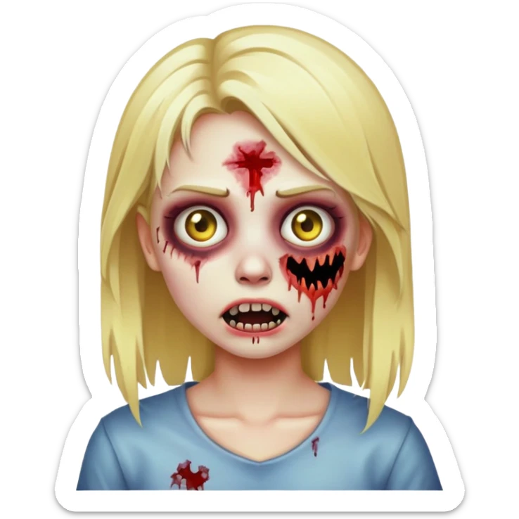 girl zombie with blonde hair emoji to use or share on Discord and Slack. sticker