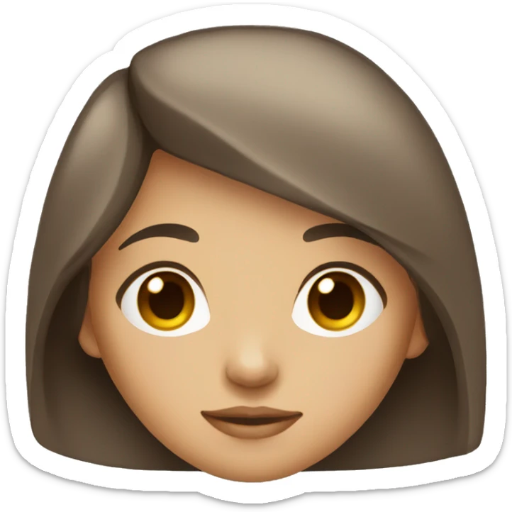 girl with light skin, dark brown hair and brown eyes sticker