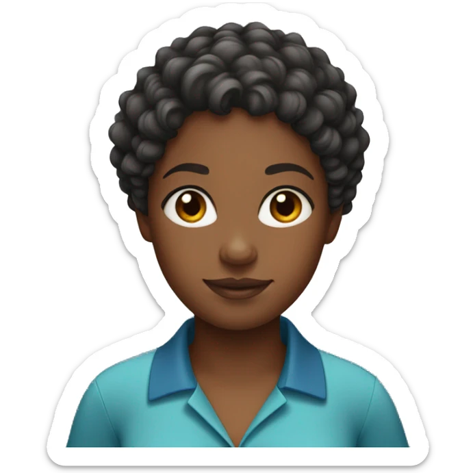 Black girl with short curly hair wearing a polo shirt sticker