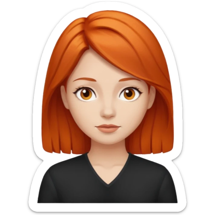 hazme la mima mujer del pelo naranja pero el color del pelo mas oscuro sticker