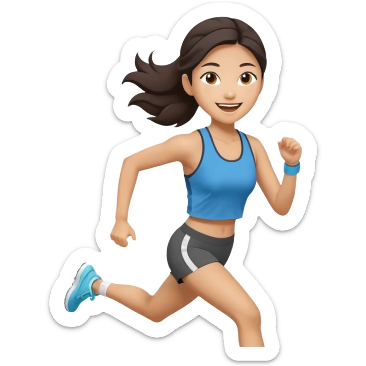 Asian Woman Running to food, must have brunch food sticker