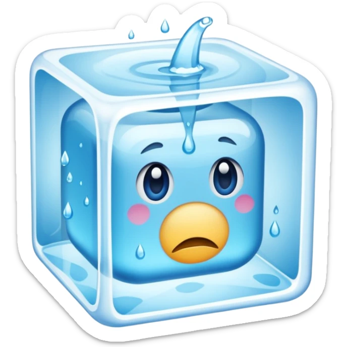 Quero que, com base nos emojis da apple, crie um emoji de um cubo de gelo derretendo sticker