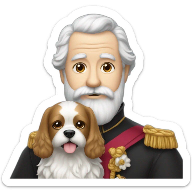 grand homme fin blanc barbu avec un chien en laisse sticker