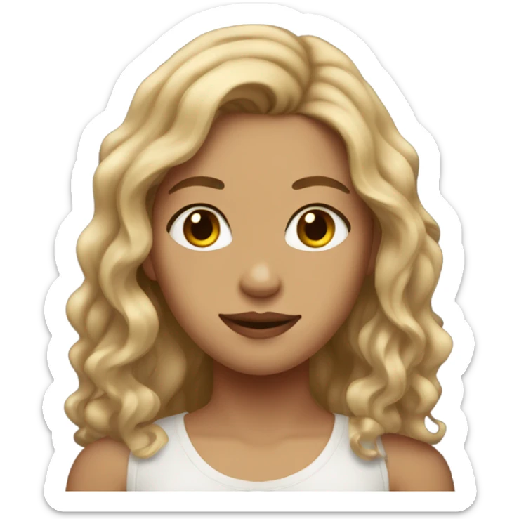 girl with dirty blonde wavy hair and brown eyes sticker