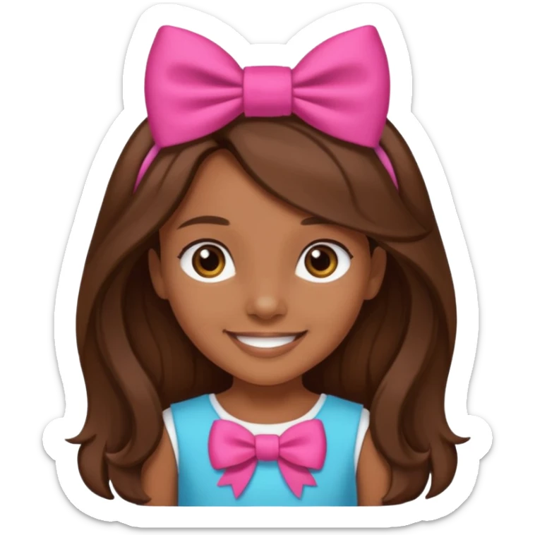 Chica morena, pelo largo castaño y un lazo en la cabeza sticker