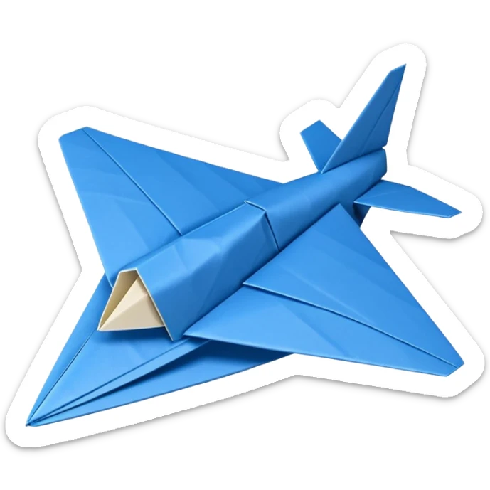 3D render of Paper Airplane made entirely of folded origami paper, sharp creases, cardboard texture, matte finish, visible paper grain, craft aesthetic,  apple emoji style, isolated on white background --v 6.0 sticker