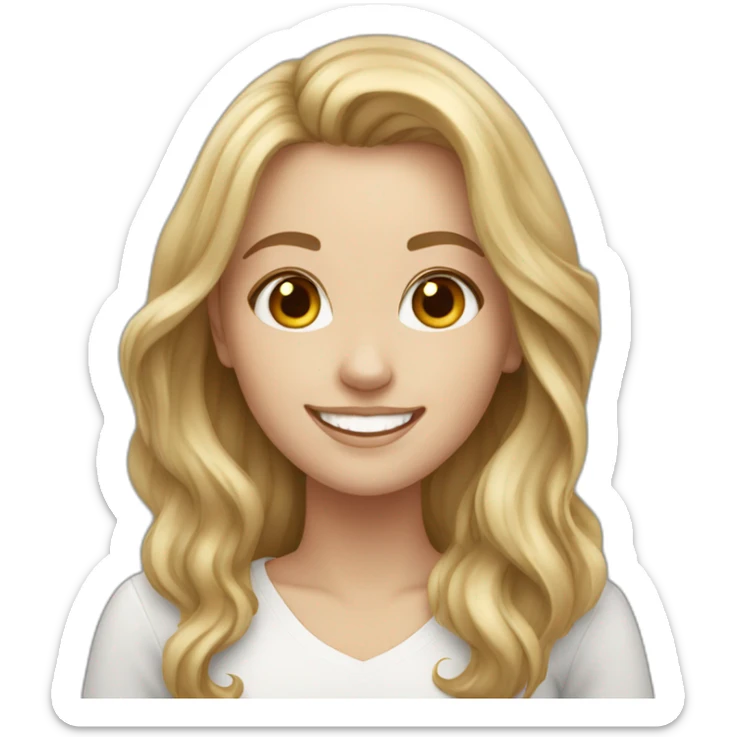 A white girl with a beautiful smile and dark blonde hair sticker