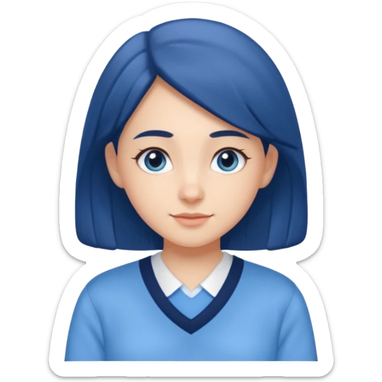 cute school girl jewish  navy jumper with light blue by the v neck on the jumper light blue shirt sticker