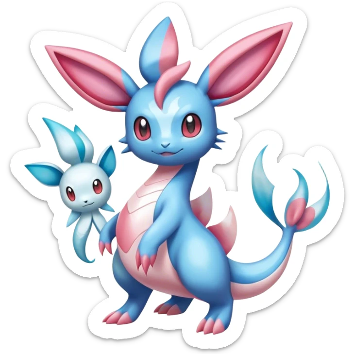 Shiny Cute Milotic-Sylveon-Glaceon-Vaporeon-Dragonair-Pokémon-hybrid-fusion full body sticker