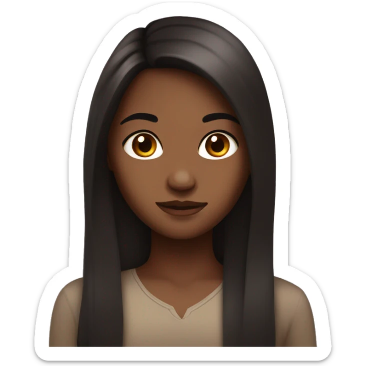 Girl with brown skin, brown eyes and dark long hair sticker