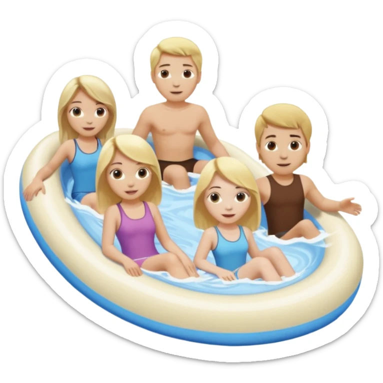 2 girls and 2 guys on the lazy river waterslide. 1 girl and 1 guy have blonde hair and 1 girl and 1 guy have BROWN HAIR. we are all very pale. 4 PEOPLE  sticker