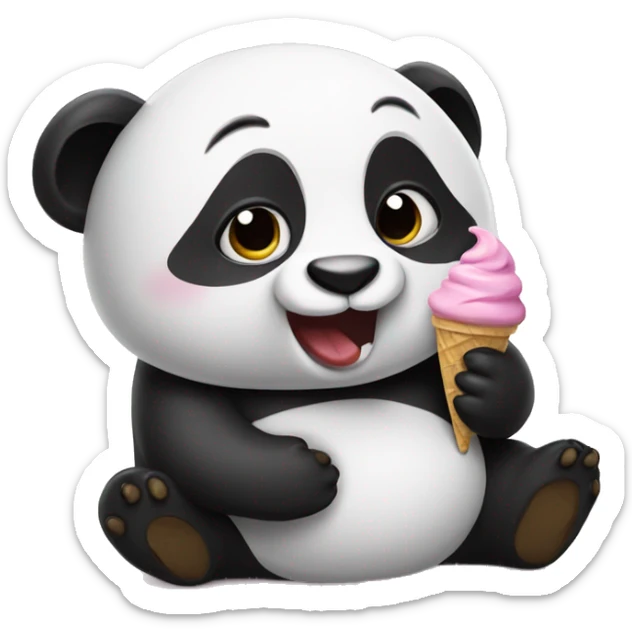 Panda eating ice cream sticker