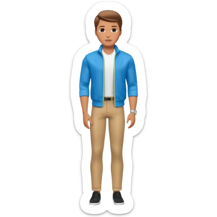 barbie ken as a guy with brown hair and brown eyes and tanned skin and full body sticker