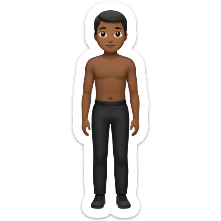 crea un emoji que sea una silueta de un hombre que sea entero pero separado por la mitad completamente de forma horizontal desde la zona de la cintura sticker