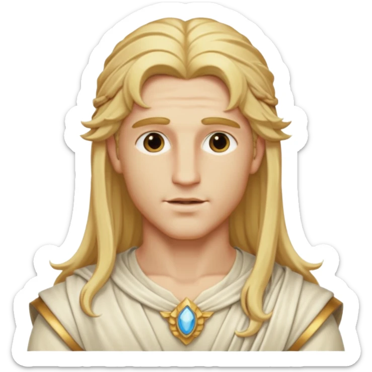 Adonis, God of Beauty from Gods and Goddesses with long golden blonde hair, cream outfit sticker