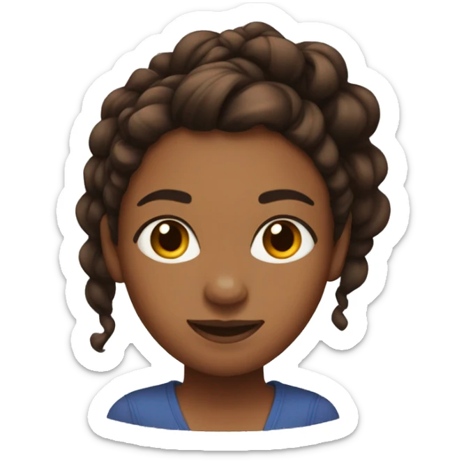 a brown skin women with dark ginger small twist hair in a ponytail  sticker