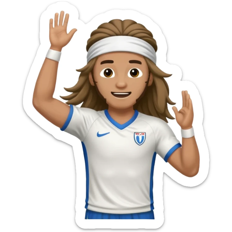 Long Haired Football Players, Player celebrating goal with headband, full body sticker