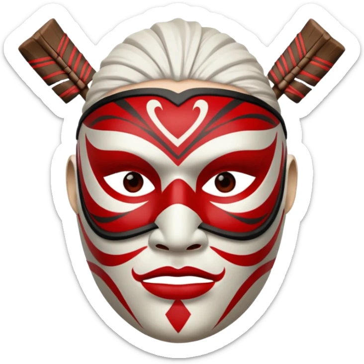 Hilichurl (from Genshin Impact) (half body) (with a white mask with red tribal markings on it)  sticker