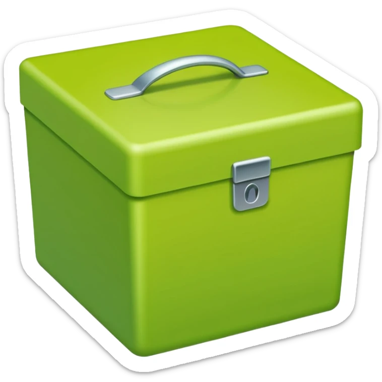apple style emoji of a short box, light green color, no stickers sticker