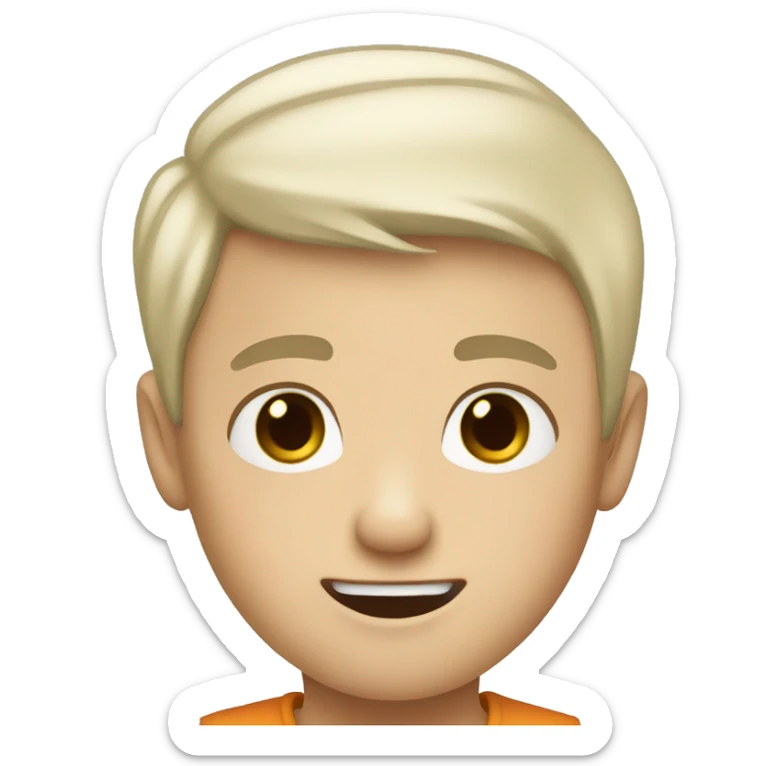 "Generate an emoji of a boy with white skin and short hair. Make sure his expression is friendly and approachable!" sticker