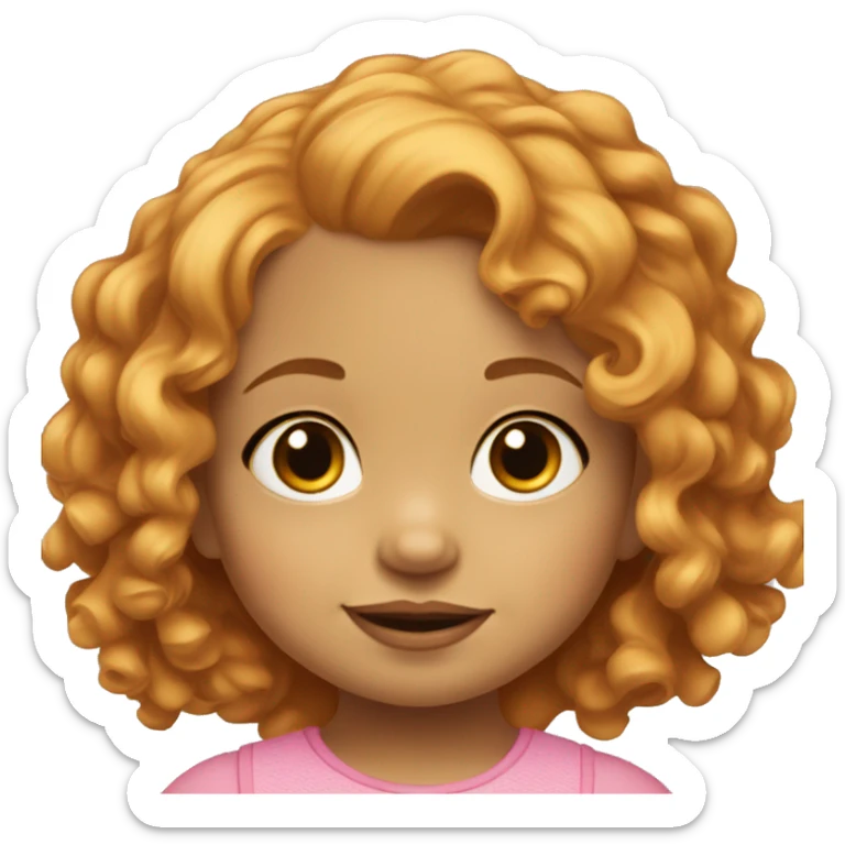 2 year old Baby girl with shoulder length curly strawberry blonde hair  sticker