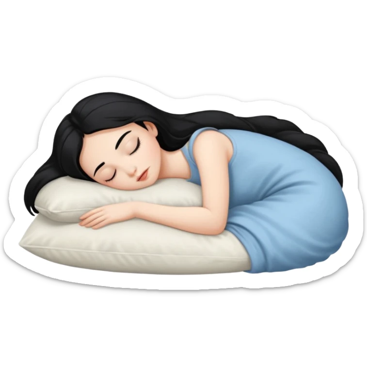Sleeping on the pillow, beauty hot and pretty Pale girl with medium high black hair  sticker