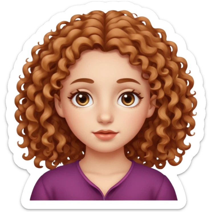 girl with wavy curly hair, almond shaped eyes, birthmark near her eye sticker