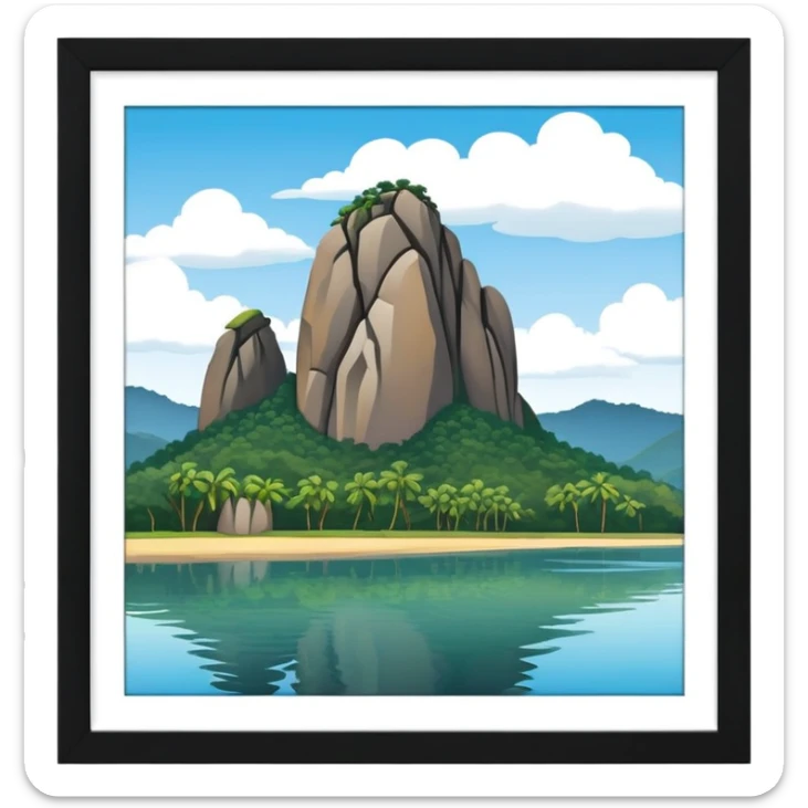 cinematic-realistic-guatapé-rock-emoji colombia in a picture frame sticker