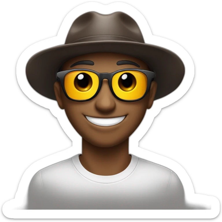 Chico con pecas en el rostro, gorra negra cool tono de piel blanca con lentes cool y look urbano ,ojos color café , bonita sonrisa ,corte de cabello cómo hongo sticker