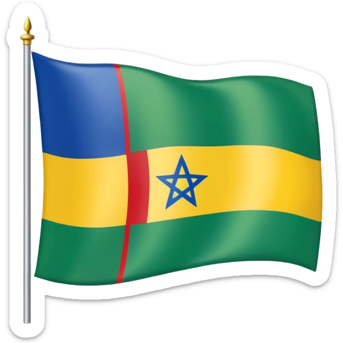 emoji-style Kabylie flag with blue, yellow, green stripes and a central red ⵣ (Yaz) symbol, vibrant and easily recognizable at small scale sticker