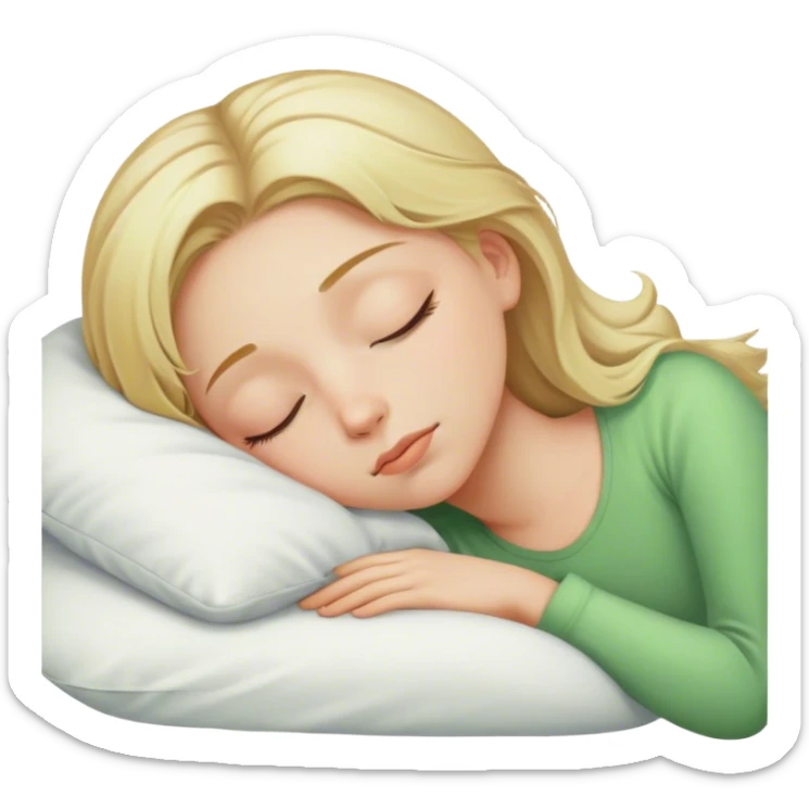 A girl with blondish hair and green eyes sleeping sticker