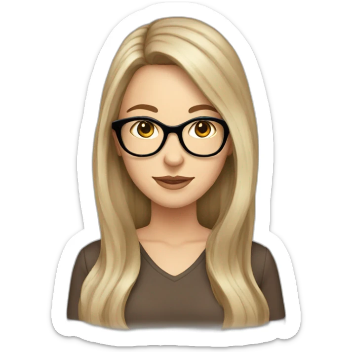 2 long brown haired white girls with glasses sticker