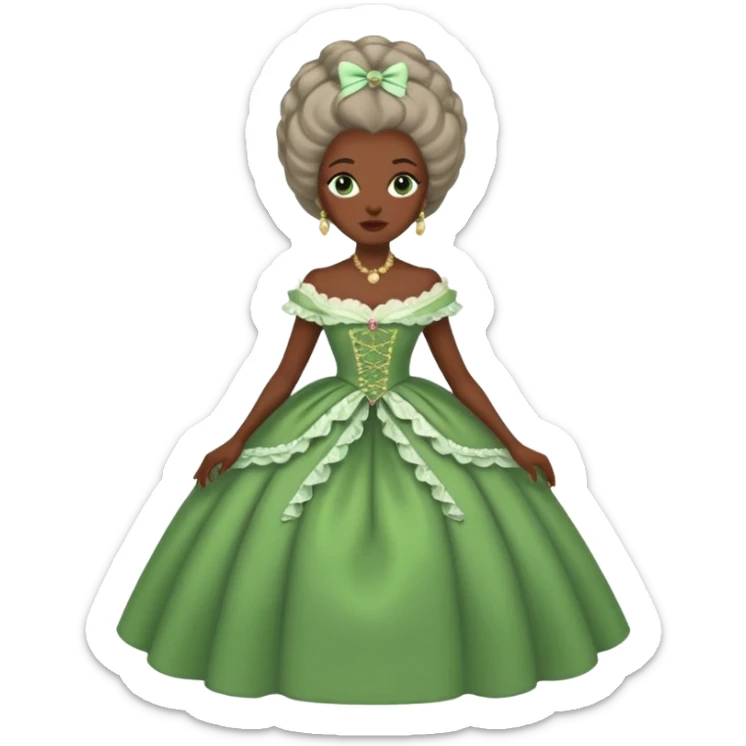 marie Antoinette fashion dark skinned woman green dress sticker