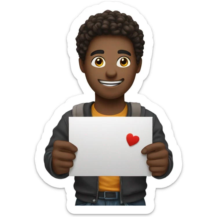 an emoji of a young guys holding a card saying subscribe to Kuizson sticker