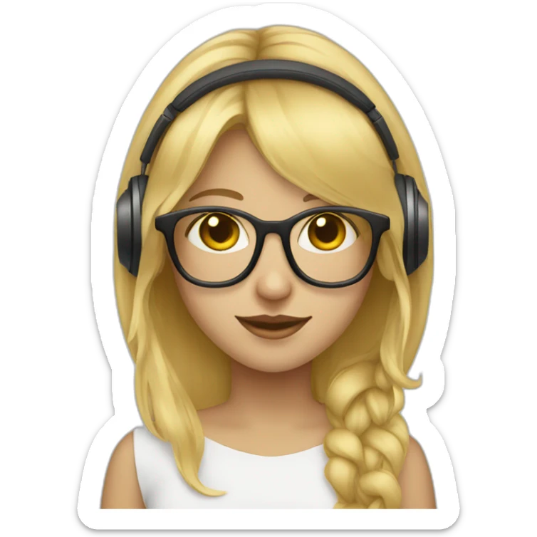 blonde-haired-girl-with-golden-glasses-and-headphones sticker