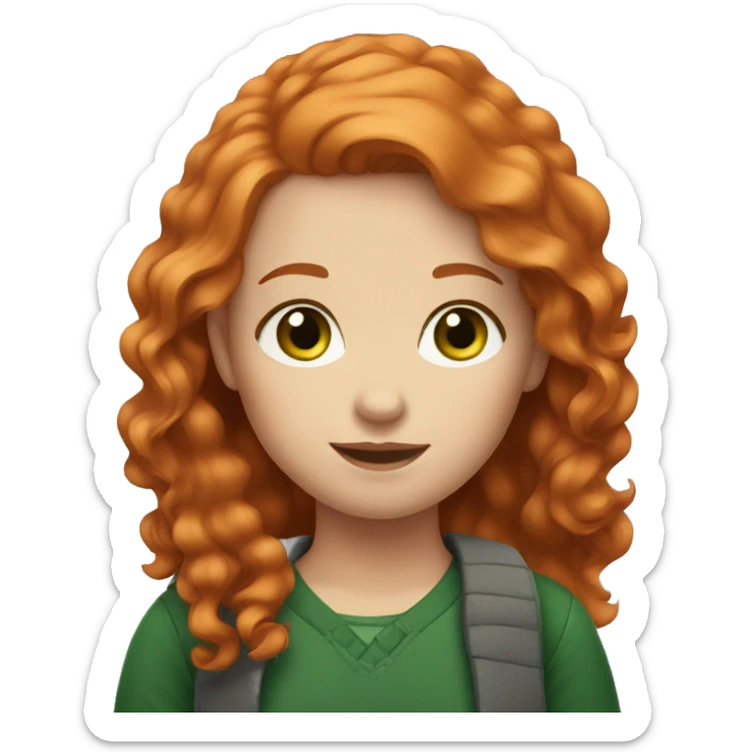 Ginger hair color girl who is pretty and has green eyes sticker