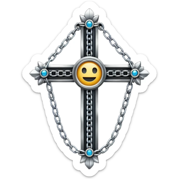 Ein christen kreuz schön verziert mit ketten aber nur in schwarz als Emoji keine Farbe verwenden einzige Farbe schwarz sticker