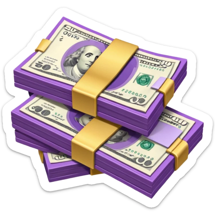 billetes en 3d morados animados sin informacion en los billetes en png sticker